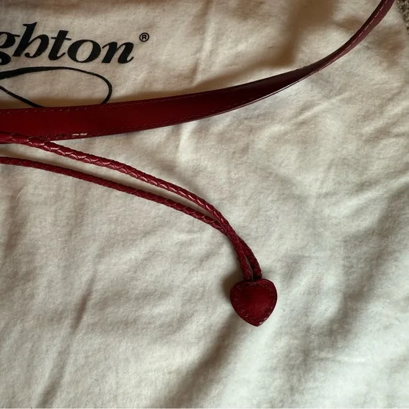 VTG Brighton Marilyn Basket Weave Red Bandana Drawstring Heart Handbag - Picture 12 of 12